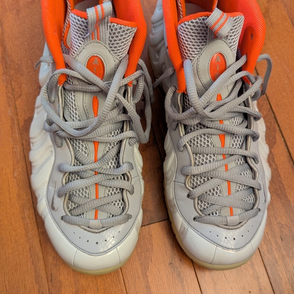 Nike Gray and Orange Athletic Shoes with Chunky Silhouette. Air Foamposite - Picture 1 of 5